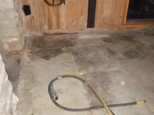 dry001 pickering mill stone floor before sandblast