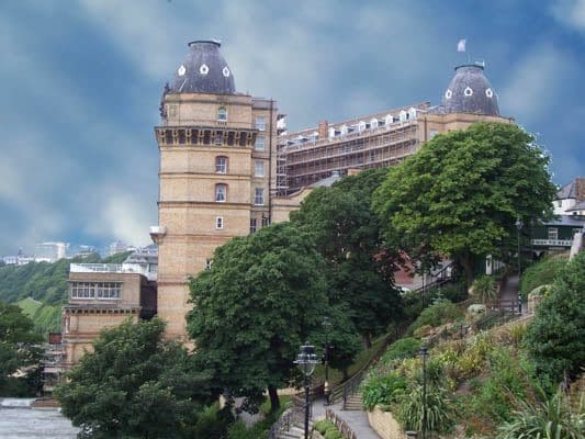 The Grand Hotel in Scarborough (North Face) after brick cleaning with the Sand Jet