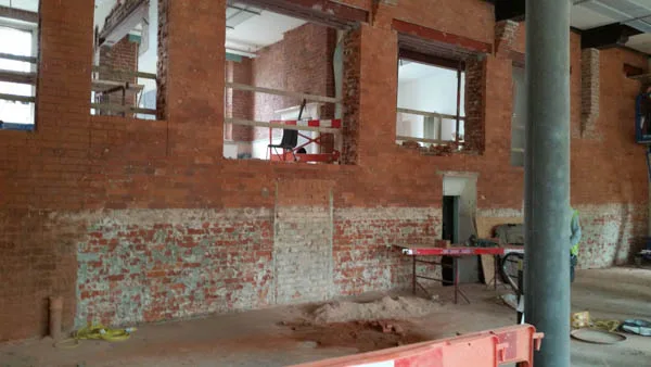 dry008 - Greenleaf Contractors | Sandblasting And Pressure Washing | UK removing paint from inside an ex post office in Cheshire