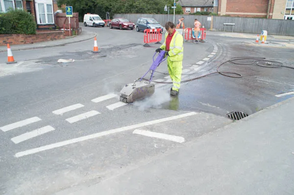 lines2006 - Greenleaf Contractors | Sandblasting And Pressure Washing | UK UHP Road Marking Removal Lincolnshire - During
