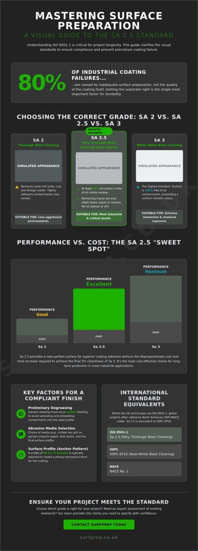 Understanding Surface Preparation Standards: A Guide to Sa 2.5 Near-White Metal Blast Cleaning