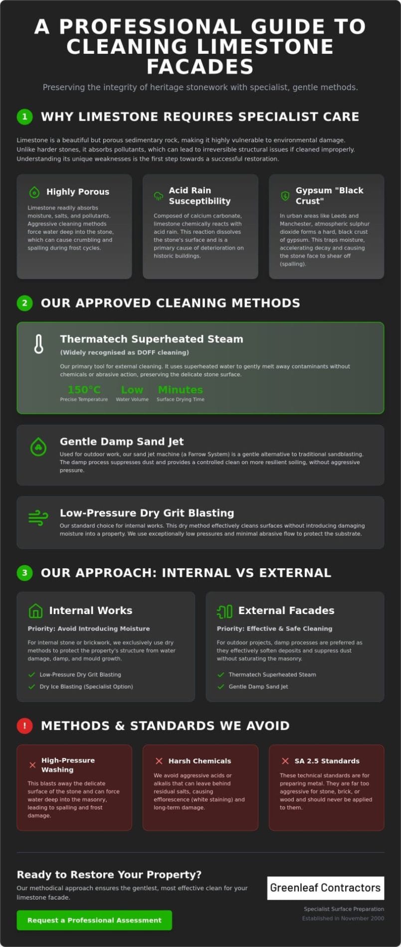 How to Clean Limestone Facades: A Specialist Restoration Guide