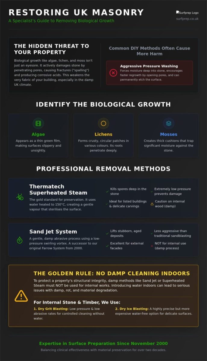 How to Remove Biological Growth from Stone: A Specialist UK Guide (2026)