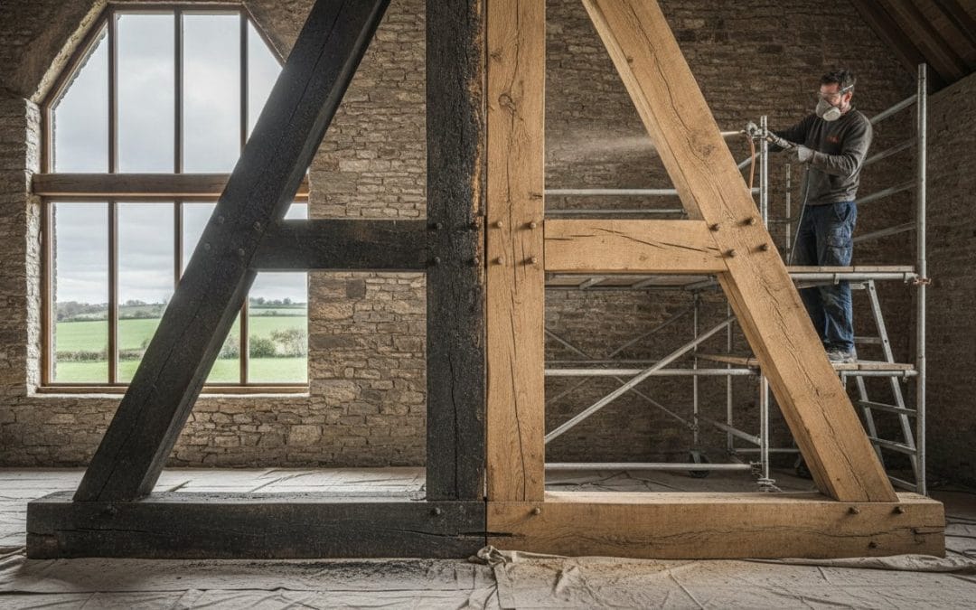 How to Clean Structural Timbers in a Barn Conversion: The Specialist’s Guide