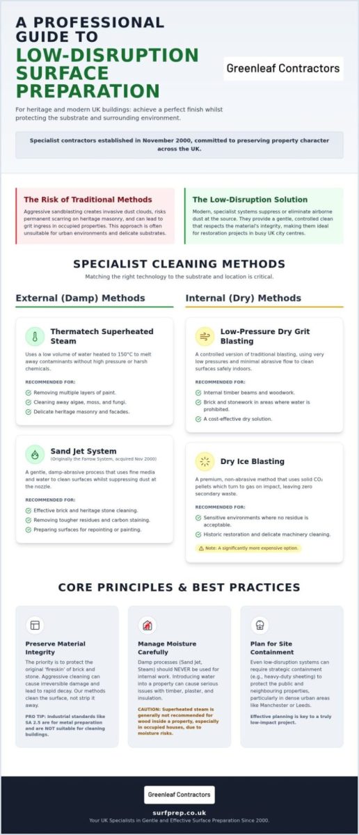 Low-Disruption Surface Preparation: A Guide to UK Building Restoration